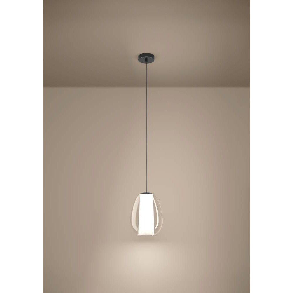 EGLO 390457  Светодиодный подвес с регулировкой цветовой температуры MENORCA, 1X7W;1X1,6W(LED), Ø220, 2200-6500K, 700lm, сталь, никель черный, белый