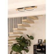 901716  Светодиодный потолочный светильник BOYAL, 2х12W(LED), 3400lm, сталь, дерево, черн., коричн, пластик, белый