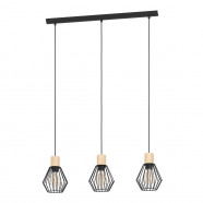 44094  Подвес PALMORLA, 3x60W(E27), L760, B160, H1100, сталь, дерево, черный, коричневый