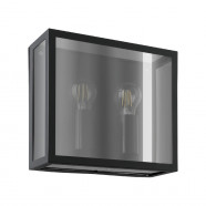 31566  Уличн настен свет-к ALAMONTE SMOKE, 2x40W(E27), IP44, L290, H260, сталь, черный, стекло, черный, прозрачный