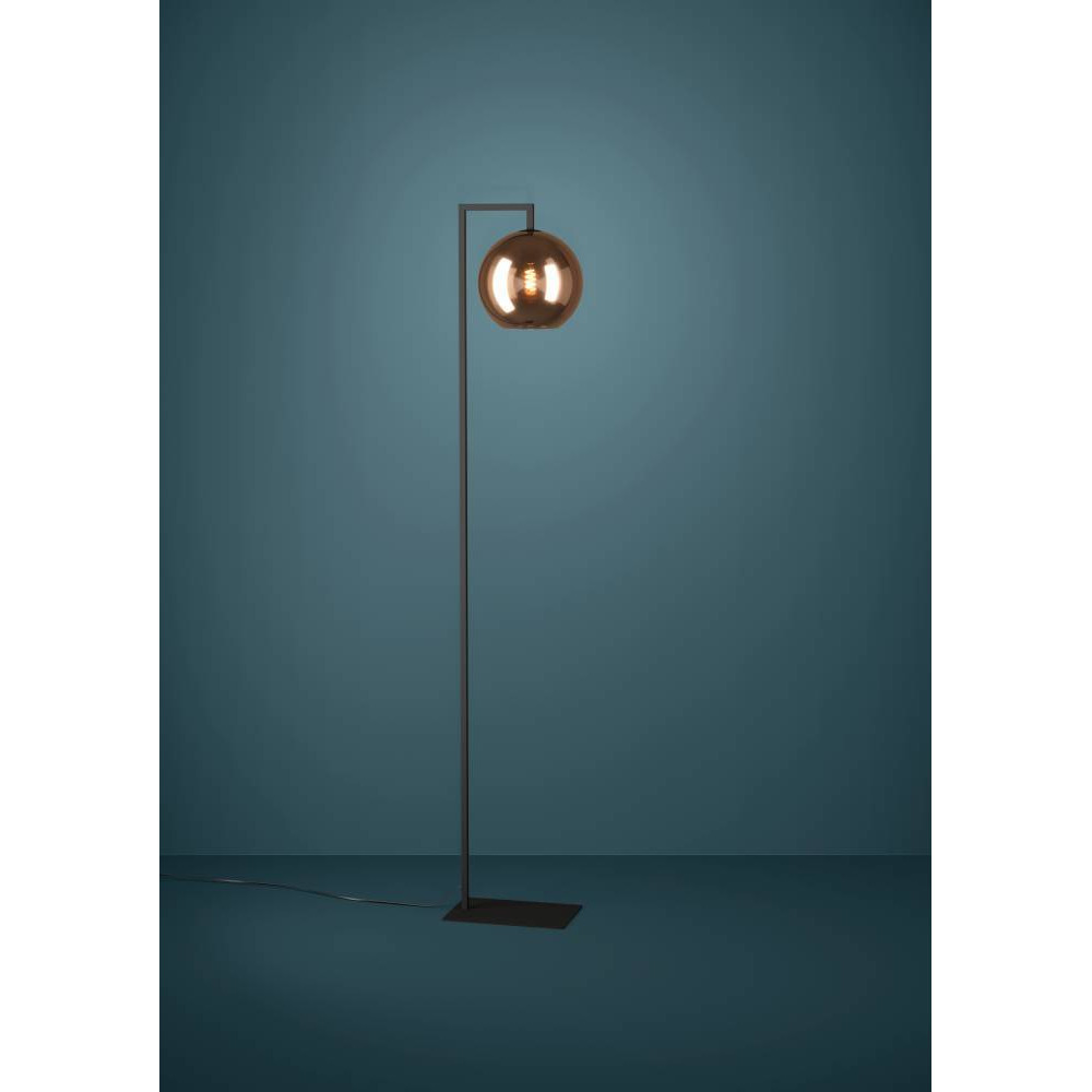EGLO 390253  Торшер с ножным выключателем CORDOBA, 1X40W (E27), H1715, сталь, черный/полупрозрачное стекло, янтарный