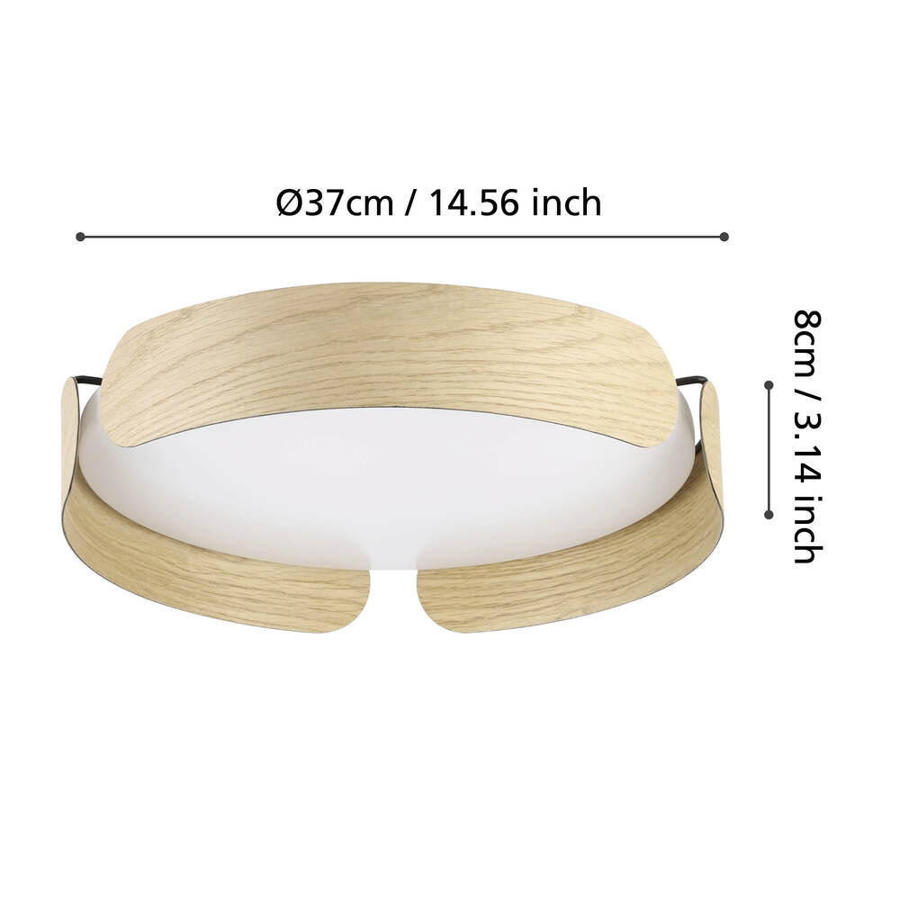 EGLO 901827  Светодиодный настенно-потолочный светильник VALCASOTTO, 20W(LED), 3000K, 2400lm, сталь, дерево, коричневый, белый