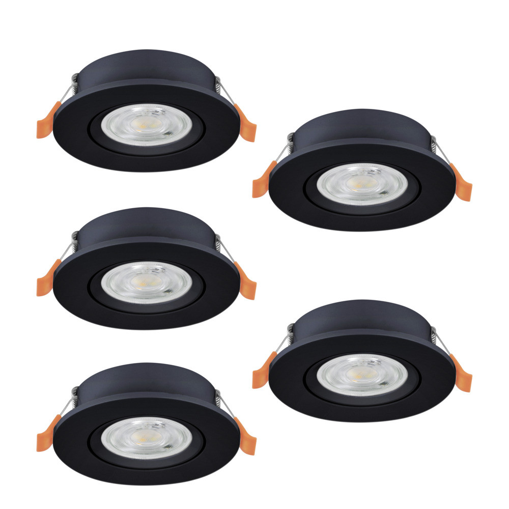 EGLO 902266  Комплект встраив. светильников BARRANCO, 5х4,8W(LED), 2700/4000/6500K, Ø90, пластик, черный