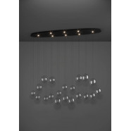 390344  Люстра диммируемая ESPARDELLO, 8X5,4W (LED), 3000K, 4080lm, L1480, B260, H2200, сталь, черный/стекло, прозрачный