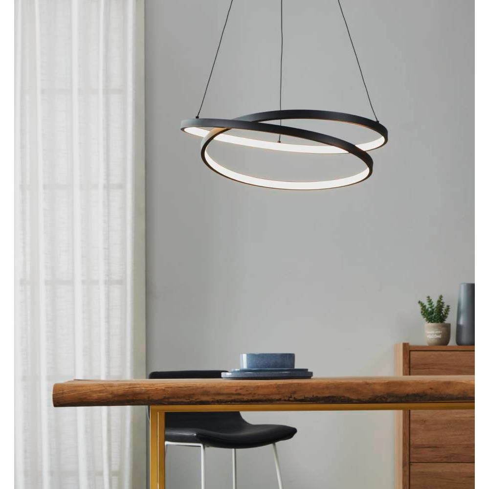 EGLO 900472 Подвесной потолочный светильник RUOTALE, LED 37W, 4800lm, H1500, Ø550, алюминий, сталь, черный/пластик, белый