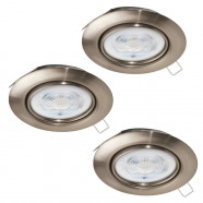 901757  Комплект из 3х встраив. светод спотов FAVAZZINA, 3x4,9W(GU10-LED), Ø88, 2700K, сталь, никель мат