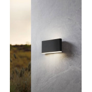 901026  Уличное бра GRUTTI, 2X6W (LED), 3000K, 4000K, 6500K, 850lm, IP65, L175, H90, A50, алюминий, антрацитовый/пластик полупрозрачный
