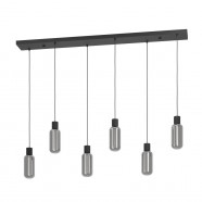 901006  Подвес MAIONE, 6X4W(E27-LED), сталь, черный/ стекло с напылением, серый