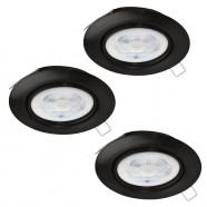 901755  Комплект из 3х встраив. светод спотов FAVAZZINA, 3x4,9W(GU10-LED), Ø88, 2700K, сталь, черный