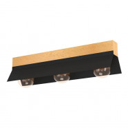900443  Потолочный светильник TARRAFO, 3x40W, E27, L640, B150, H155, сталь, дерево, черный, коричневый