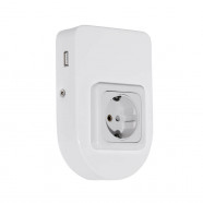 94663  Накладная розетка ТAXANO с USB зарядкой, L 180, сталь, белый, круглый