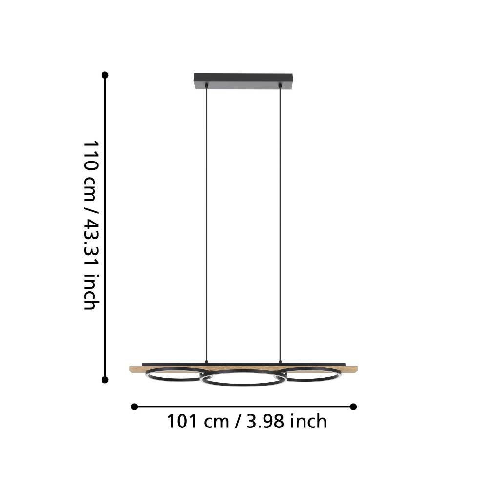 EGLO 901714  Подвес BOYAL, 2x12,5W(LED), 15,5W(LED), 3600lm, 2250lm, сталь, дерево, черн., коричн, пластик, белый