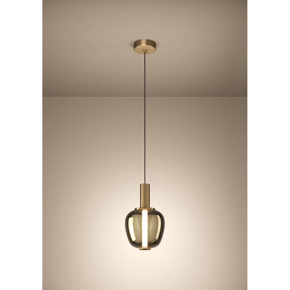 EGLO 390463  Светодиодный подвес с регулировкой цветовой температуры FRUITERA, 1X5,5W;1X1,6W(LED), Ø210, 2200-6500K, 1000lm, сталь, состаренный медный, золо