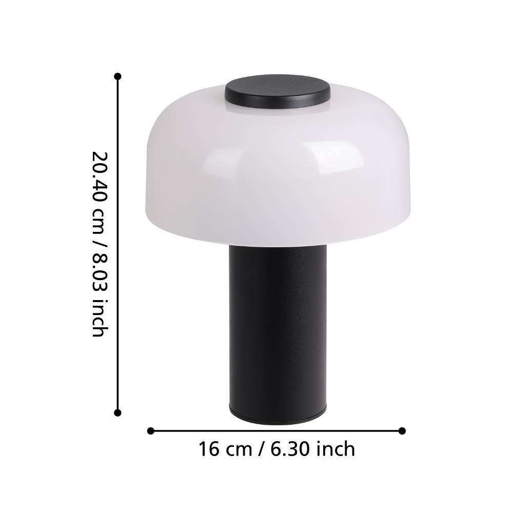 EGLO 900984  Аккум. настольная лампа димм. сенсор. PONENTE, 2W(LED), 2400K-4000K, IP44, сталь, черн/стекло, белый