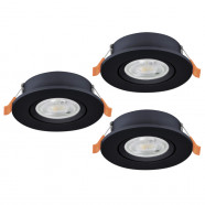 902265  Комплект встраив. светильников BARRANCO, 3х4,8W(LED), 2700/4000/6500K, Ø90, пластик, черный