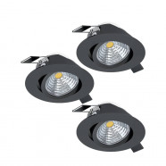 900747  Комплект встраиваемых светильников диммируемых SALICETO, 3X6W (LED), 2700K, Ø88, алюминий, черный