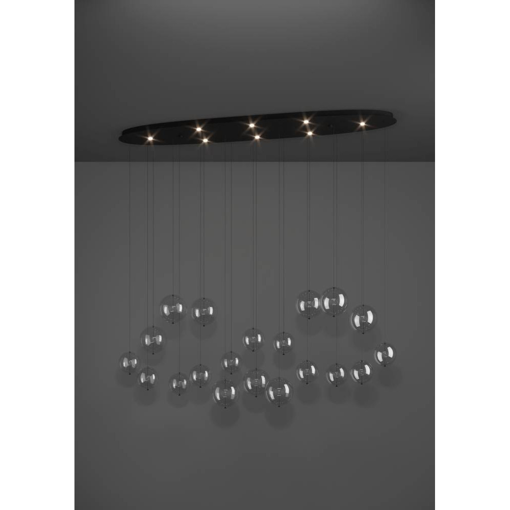 EGLO 390344 Люстра диммируемая ESPARDELLO, 8X5,4W (LED), 3000K, 4080lm, L1480, B260, H2200, сталь, черный/стекло, прозрачный