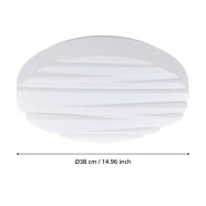 900608  Потолочный светильник FERENTINO, LED 19,5W, 2300lm, Ø380, A60, сталь, белый/пластик, белый