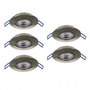 300194  Комплект встраив. светильников GEDREZ , 5х4,9W(LED), 2700/4000/6500K, Ø90, пластик, никель мат