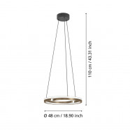 901826  Светодиодный подвес с регулировкой цветовой температуры MEZZOMONTE, 1X20W;1X20W(LED;LED), 2700-6500K, 2220;2220lm, алюминий, сталь, бронзовый, 