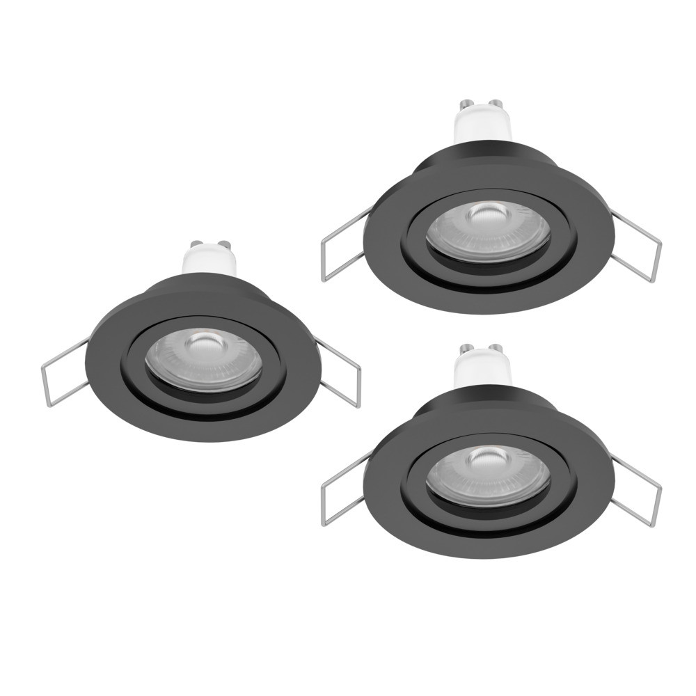 EGLO 902251  Комплект встраив. светильников BARRANCO,  3х4,5W(GU10-LED), 4000К, IP44, Ø84, пластик, черный