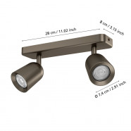901949  Спот CAMALDOLI, 2X10W(GU10), сталь, темно-бронзовый