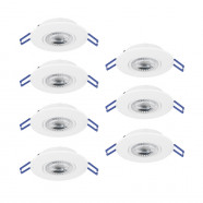 300186  Комплект встраив. светильников GEDREZ , 7х4,9W(LED), 2700/4000/6500K, Ø90, пластик, белый