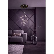 390333  Люстра диммируемая ESPARDELLO, 6X5,4W (LED), 3000K, 3060lm, Ø580, сталь, черный/стекло, прозрачный