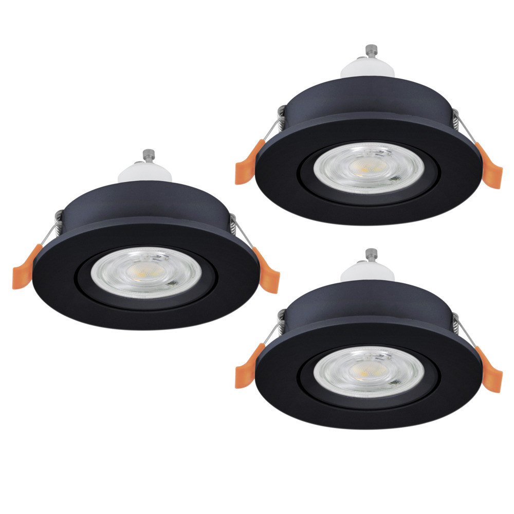 EGLO 902257  Комплект встраив. светильников BARRANCO,  3х4,5W(GU10-LED), 4000К, Ø90, пластик, черный