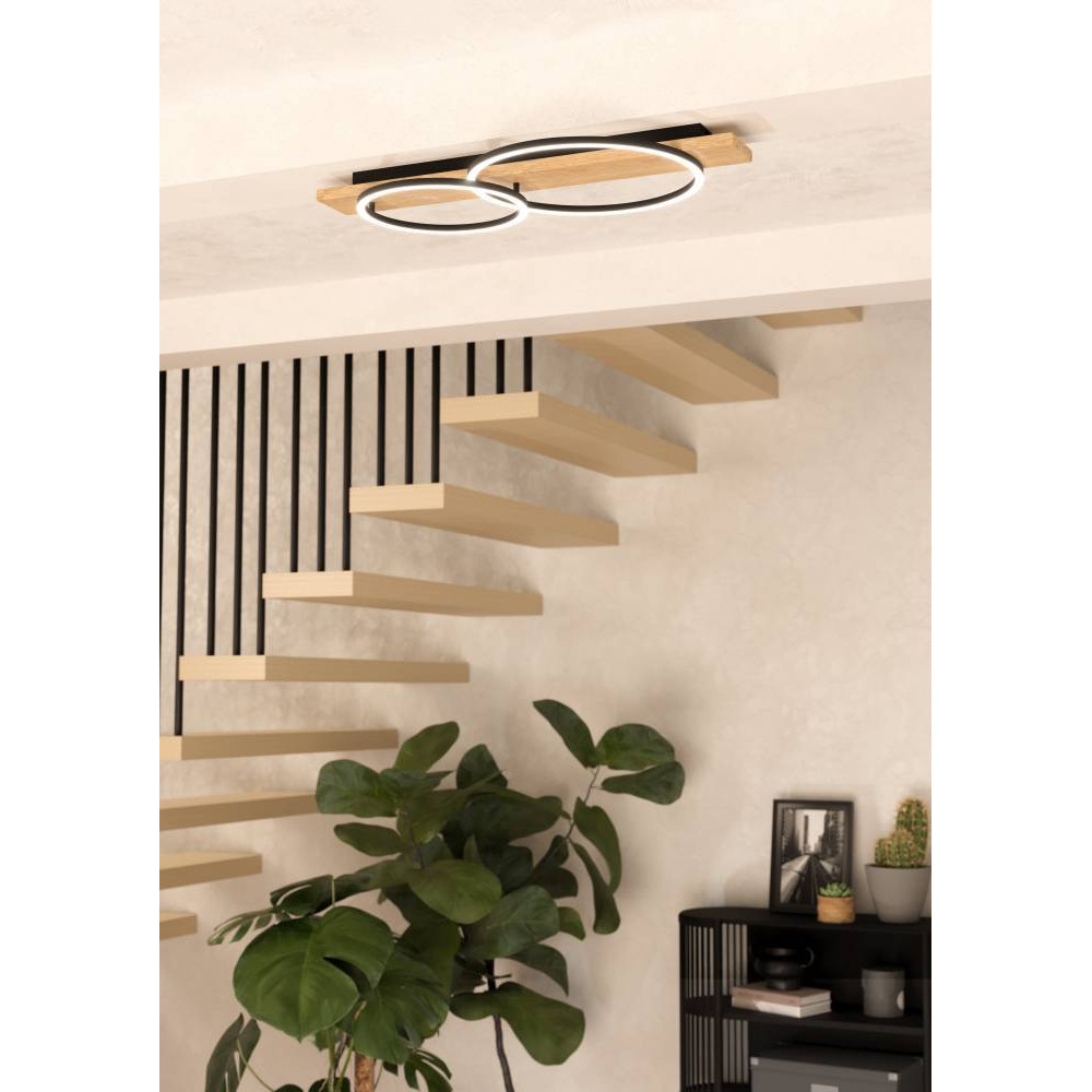 EGLO 901716  Светодиодный потолочный светильник BOYAL, 2х12W(LED), 3400lm, сталь, дерево, черн., коричн, пластик, белый