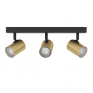 300585  Спот CONSUMA 1, 3X5W(GU10), IP44,сталь, черный, латунь состаренный