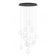 390333  Люстра диммируемая ESPARDELLO, 6X5,4W (LED), 3000K, 3060lm, Ø580, сталь, черный/стекло, прозрачный