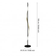 902138  Светодиод торшер с регулировкой цветовой температуры CONAPRATO, 20W(LED), 2700-6500K, 2500lm, алюминий, сталь, черный, латунь состаренный, белы