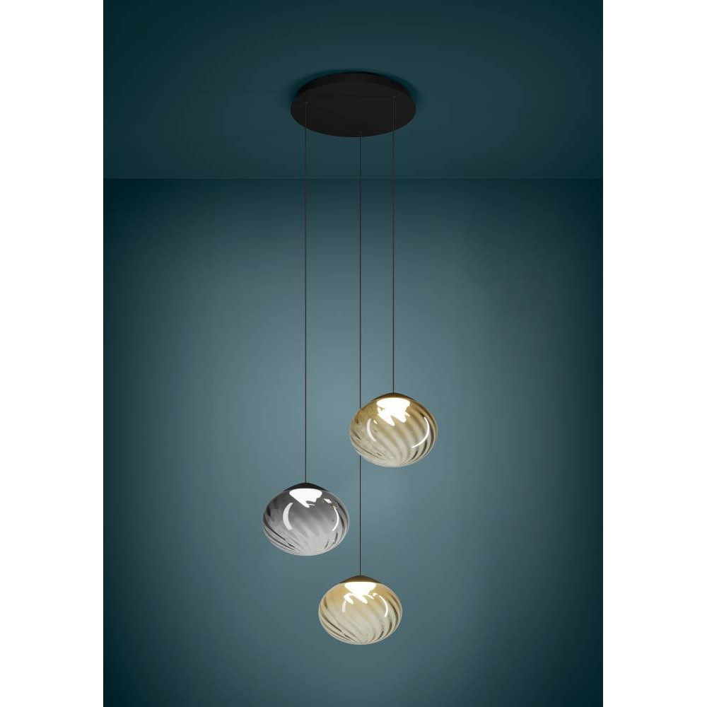 EGLO 390481 Светодиодный подвес с регулировкой цветовой температуры PANTOJA, 3X5,8W(LED), Ø520, 2200-6500K, 3300lm, сталь, черный, янтарный, черный, прозра