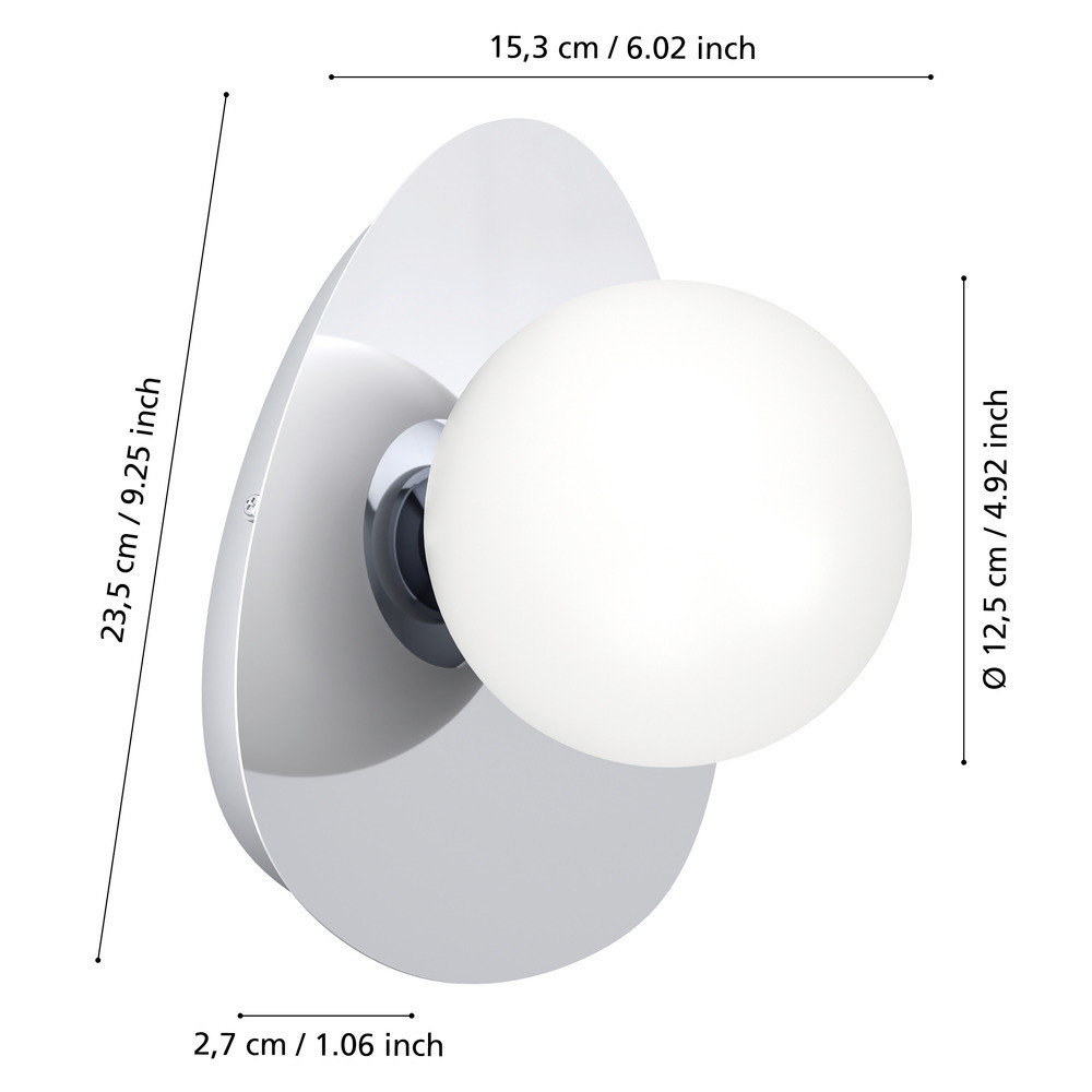 EGLO 902095  Бра CASTROVIDO, 1X4,2W(G9),IP44, сталь, хром, белый