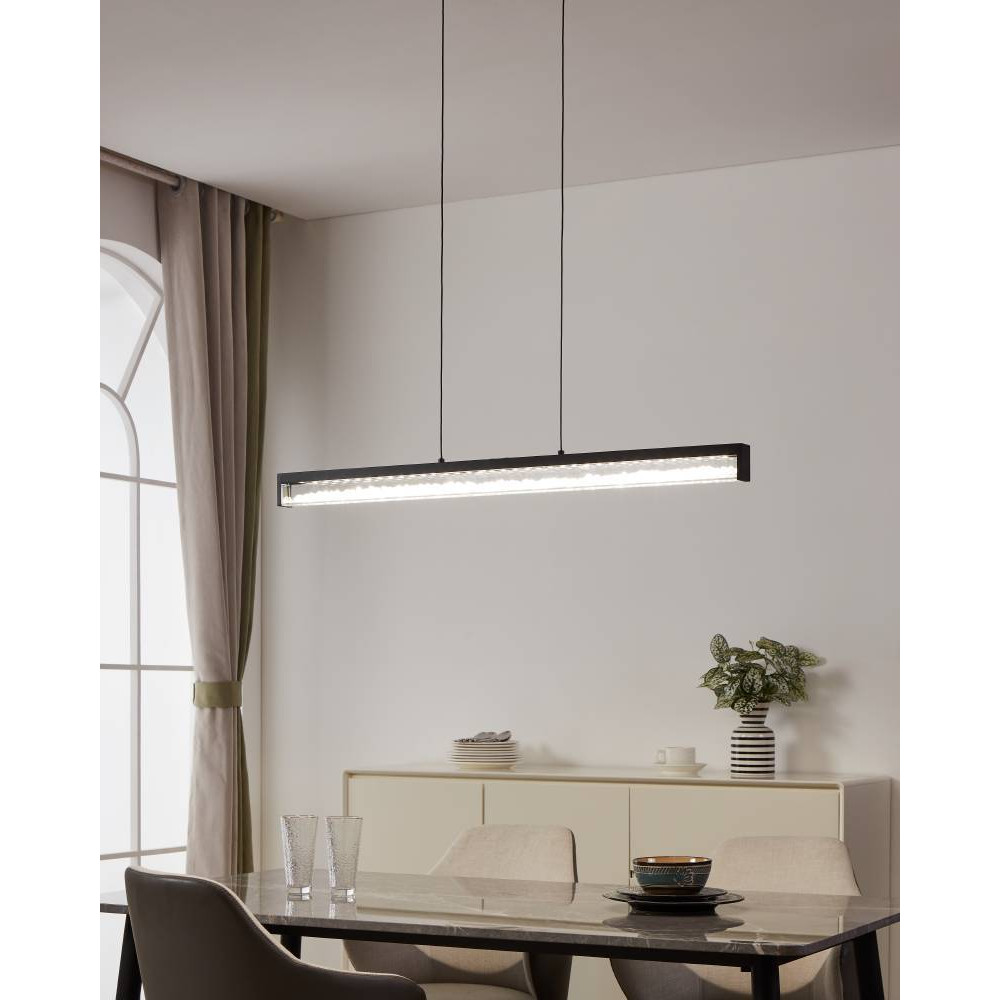 EGLO 900895  Подвес CARDITO 1, 6X6W(LED), 3420lm, L1000, B80, H1100, алюминий, сталь, черный/стекло, кристаллы, прозрачный