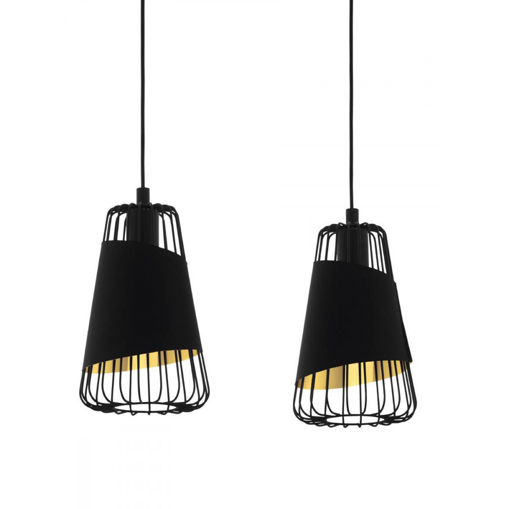 EGLO 49448 Подвес AUSTELL, 3х60W (E27), L765, B165, H1100, сталь, черный/текстиль, черный, золотой
