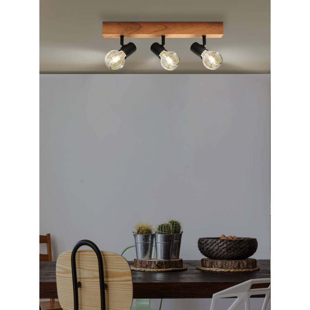 EGLO 99479  Спот TOWNSHEND 3, 3x60W(E27), дерево, сталь, коричневый, черный