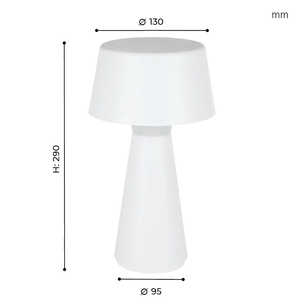 EGLO 75795  Аккум. настольн. лампа  сенсорн, димм. HUESA  3W(LED), H290, Ø130, IP44, пластик, белый