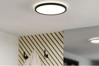 901572  Светодиод потолочн свет-к MINERARIO, 16,4W(LED), Ø300, IP54, 3000K, 2500lm, пластик, черн, пл