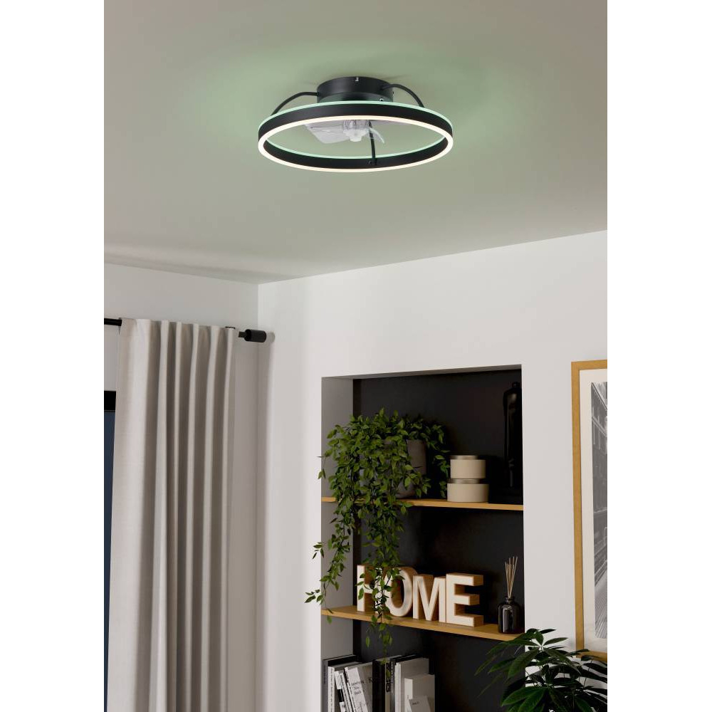 EGLO 35193  Вентилятор потолочный со светильником (RGB+TW) MARINELLA, Ø500, сталь, акрил, черный, молочный