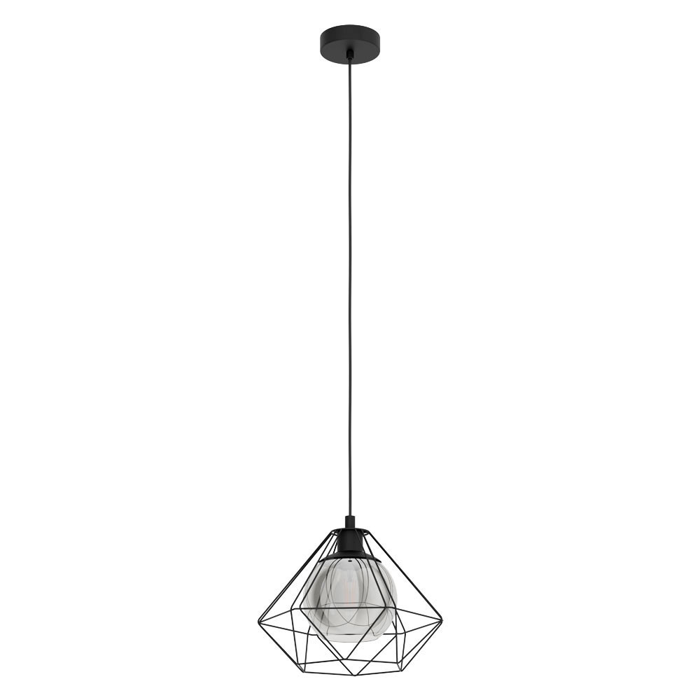 EGLO 43482 Подвес VERNHAM, 1х60W(E27), Ø325, H1100, сталь, черный/ стекло с напыл, черный-прозрачн.