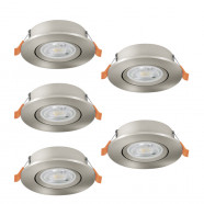 902269  Комплект встраив. светильников BARRANCO, 5х4,8W(LED), 2700/4000/6500K, Ø90, пластик, никель мат.