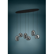 390415  Светод подвес с рег-кой цветовой темп-ры LARVA, 6X3,7W(LED) ,2700-6500K, 3060lm, сталь, черный, черный, прозрачный