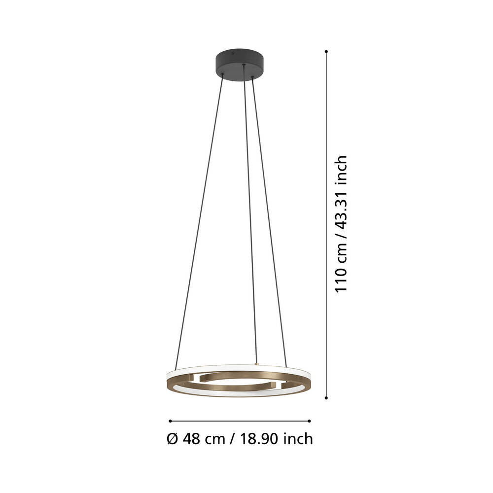 EGLO 901826  Светодиодный подвес с регулировкой цветовой температуры MEZZOMONTE, 1X20W;1X20W(LED;LED), 2700-6500K, 2220;2220lm, алюминий, сталь, бронзовый, 