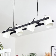 43425  Подвес HORNWOOD 1, 4х60W (E27), L1100, B180, H1100, сталь, дерево, черный /текстиль, белый
