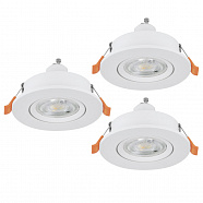 EGLO 902255  Комплект встраив. светильников BARRANCO,  3х4,5W(GU10-LED), 4000К, Ø90, пластик, белый
