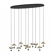 EGLO 390342  Люстра диммируемая DRACERA, 10X2,3W (LED), 3000K, 2800lm, L1120, B330, H1500, сталь, черный/сталь, черный, золотой