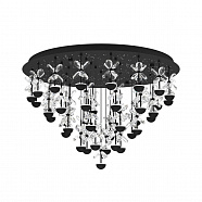 EGLO 390276  Люстра диммируемая PIANOPOLI 2, 43X1,8W (LED), 3000K, 10320lm, Ø780, сталь, черный/переливающееся стекло, прозрачный