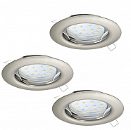 EGLO 94237  Комплект светодиодных встраиваемых светильников PENETO, 3x3W (GU10), Ø78, сталь, никель матовый